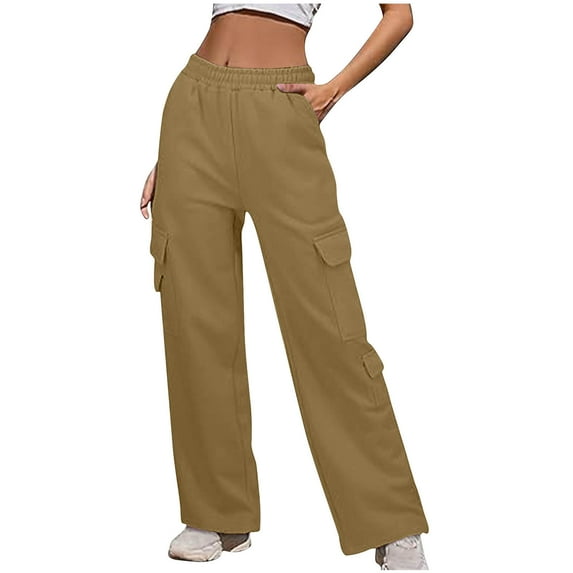 Baggy Wide Leg Sweatpants Womens High Waist Fleece Joggers with Pockets Lounge Pants Casual Comfy Drawstring Sweat Pants Fleece Lined Sweatpants Women Y2k Clothes Fleece Joggers Pants