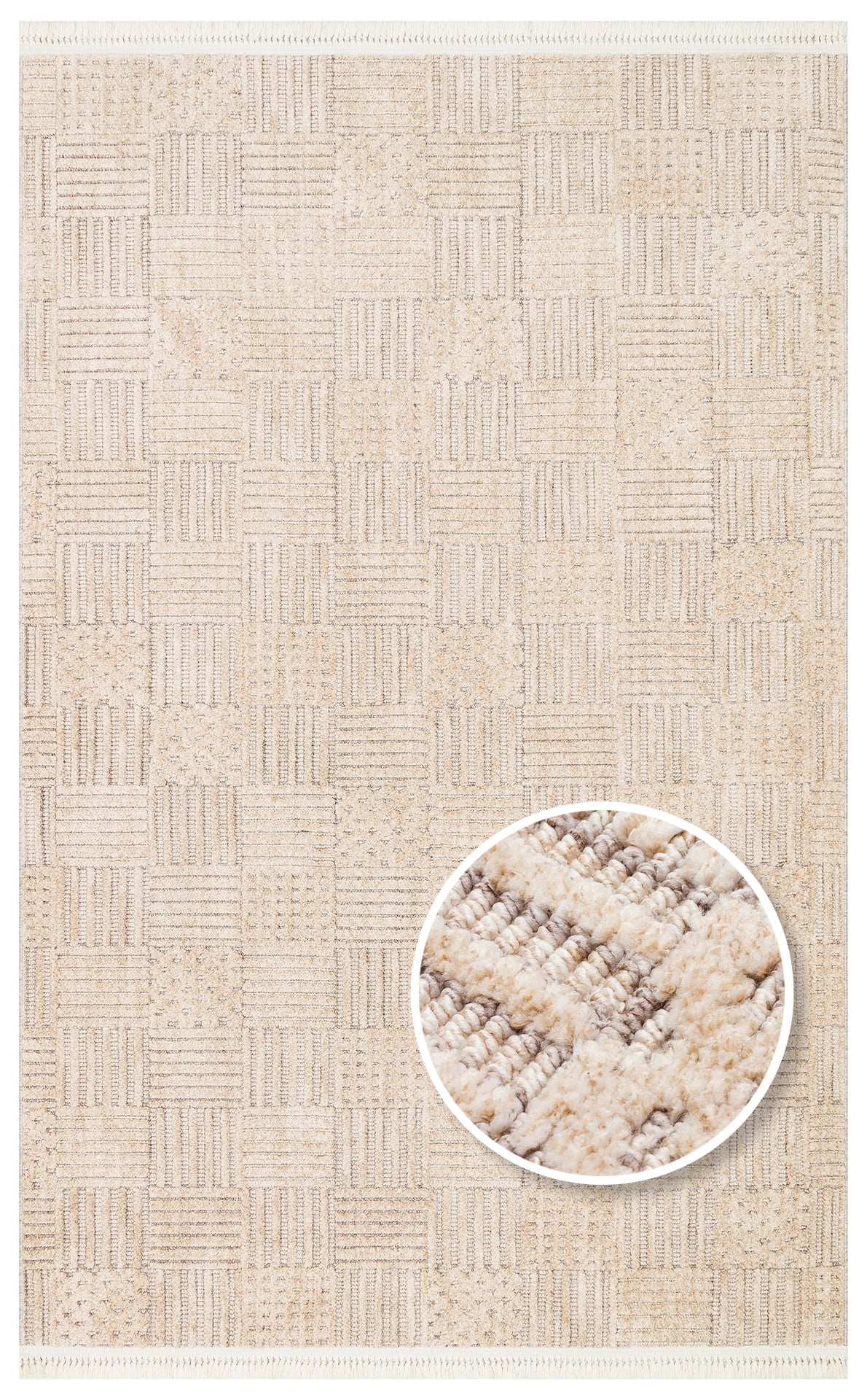 Bagheria Beige Modern Area Rugs for Living Room Jacquard Textured ...