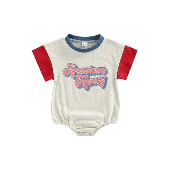 Bagilaanoe 0-18 Months Newborn Baby Boy Girl 4th of July Romper Short Sleeve American USA Print Independence Day Outfits Clothes