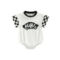 thumbnail image 1 of Bagilaanoe 0-18M Casual Infant Girl Boy Playsuit BUBS Letter Print Plaid Tops Short Sleeve Patch Round Neck Summer Newborn Romper, 1 of 9