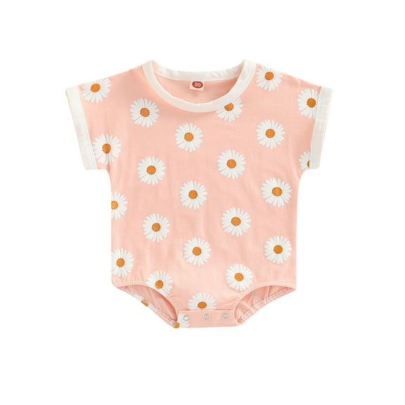 Bagilaanoe 0-24 Months Baby Girl Floral Romper Daisy Printed Sleeveless One Piece Summer Bodysuit Jumpsuit