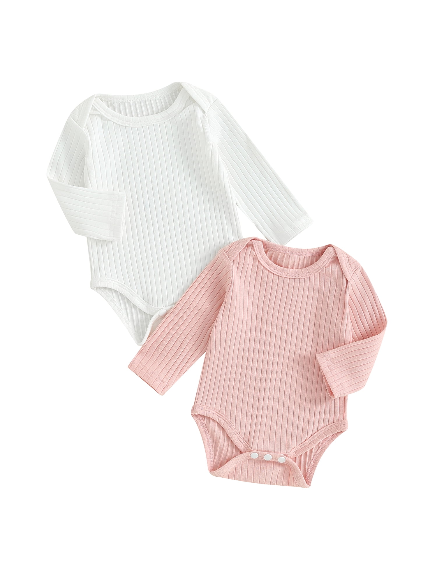 Bagilaanoe 2 Packs Newborn Baby Girl Rompers Long Sleeve Bodysuit 3M 6M ...