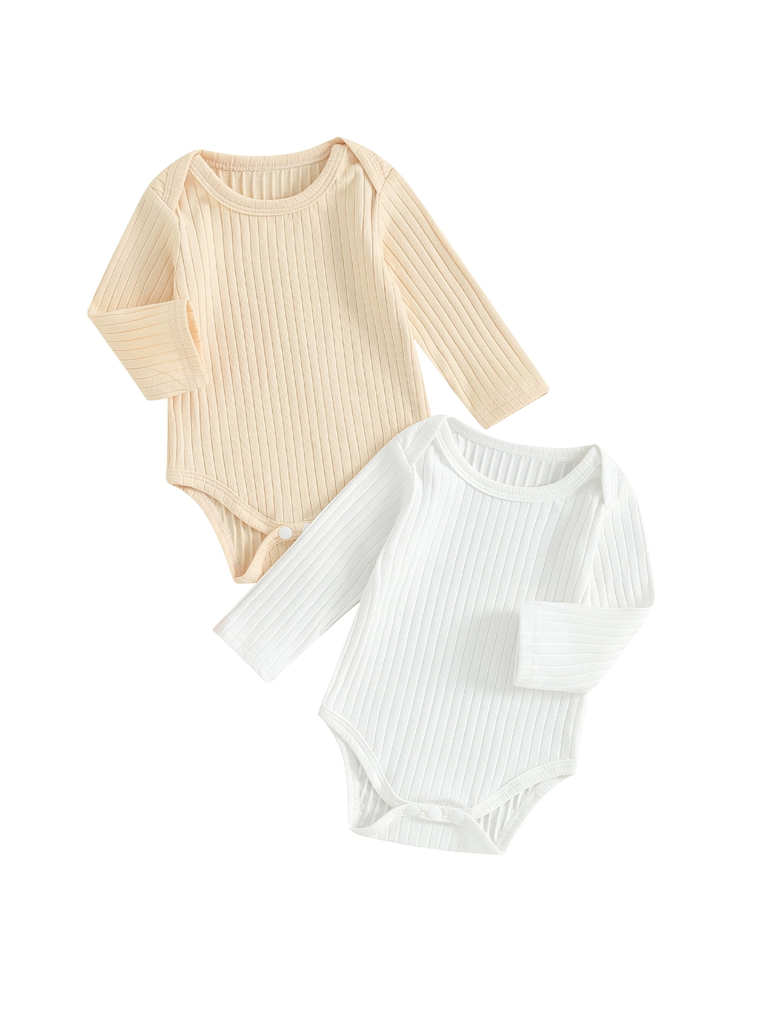 Bagilaanoe 2 Packs Newborn Baby Girl Rompers Long Sleeve Bodysuit 3M 6M ...