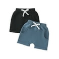 thumbnail image 1 of Bagilaanoe 2 Packs Toddler Baby Boy Shorts Solid Color Elastic Waist Short Pants with Pockets 6M 12M 18M 24M 3T Kds Summer Casual Clothes, 1 of 9