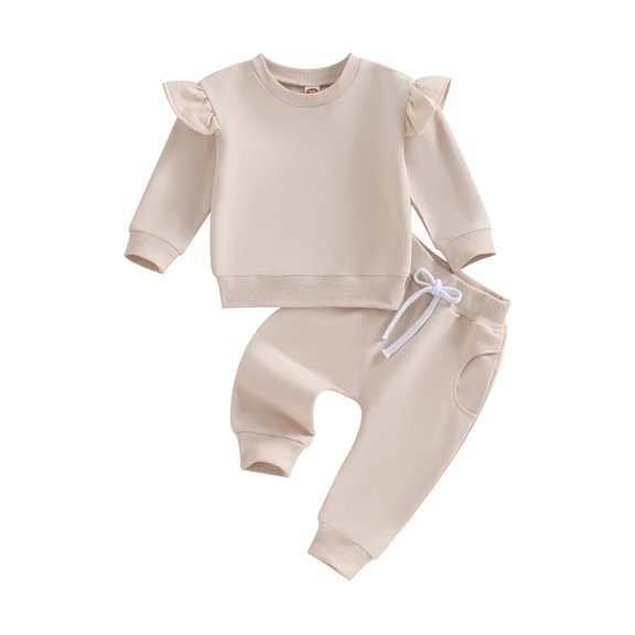 Bagilaanoe 2PCS Baby Girl Pants Set Newborn Long Sleeve Sweatshirt Pullover Tops Sweatpants 6M 12M 18M 24M Infant Casual Sweatsuits