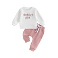 thumbnail image 1 of Bagilaanoe 2PCS Baby Girl Pants Set Toddler Letter Embroidery Long Sleeve Sweatshirt Tops + Sweatpants 3M 6M 12M 18M 24M 3T Kids Casual Sweatsuits, 1 of 9