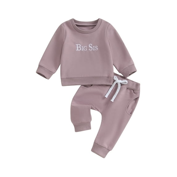 Bagilaanoe 2PCS Baby Girl Pants Set Toddler Letter Print Long Sleeve Sweatshirt Tops + Sweatpants 6M 12M 18M 24M 3T Kids Casual Sweatsuits