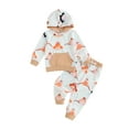 thumbnail image 1 of Bagilaanoe 2PCS Little Boy Long Pants Set Print Long Sleeve Hoodie Sweatshirt Tops + Drawstring Sweatpants 3T 4T 5T 6T 7T Kids Casual Sweatsuits, 1 of 8