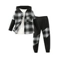 thumbnail image 1 of Bagilaanoe 2PCS Little Boy Pants Set Toddler Plaid Long Sleeve Hoodies Sweatshirt Tops + Sweatpants 3T 4T 5T 6T 7T Kids Casual Sweatsuits, 1 of 8