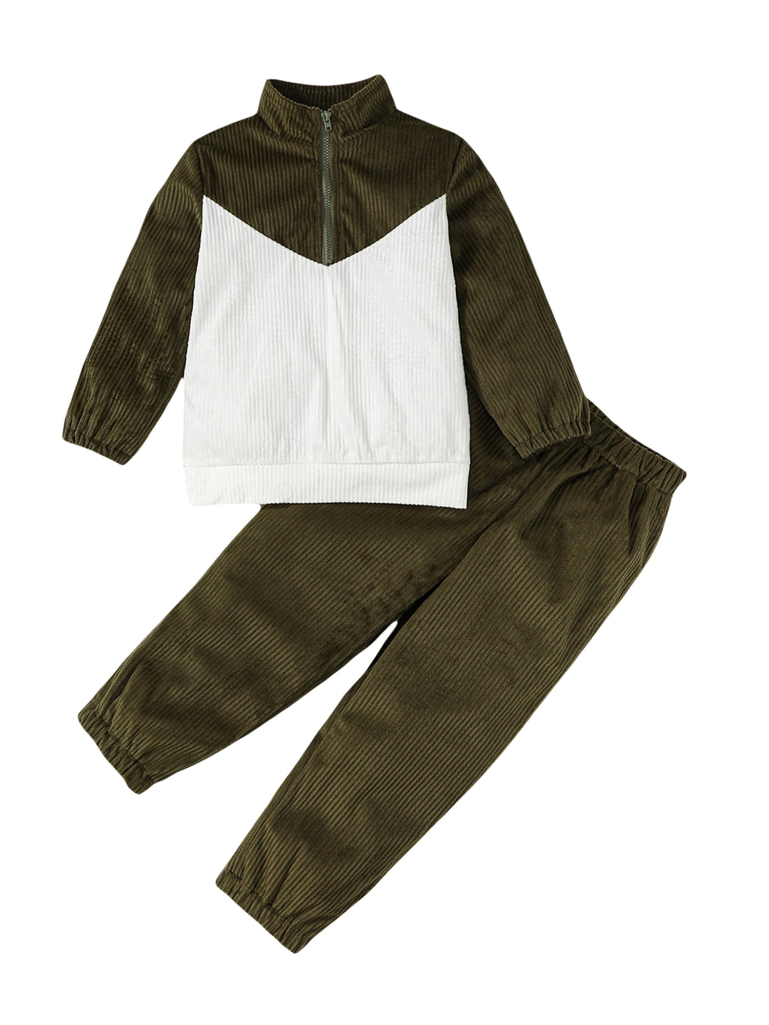 Bagilaanoe 2PCS Little Girl Boy Pants Set Toddler Corduroy Long Sleeve