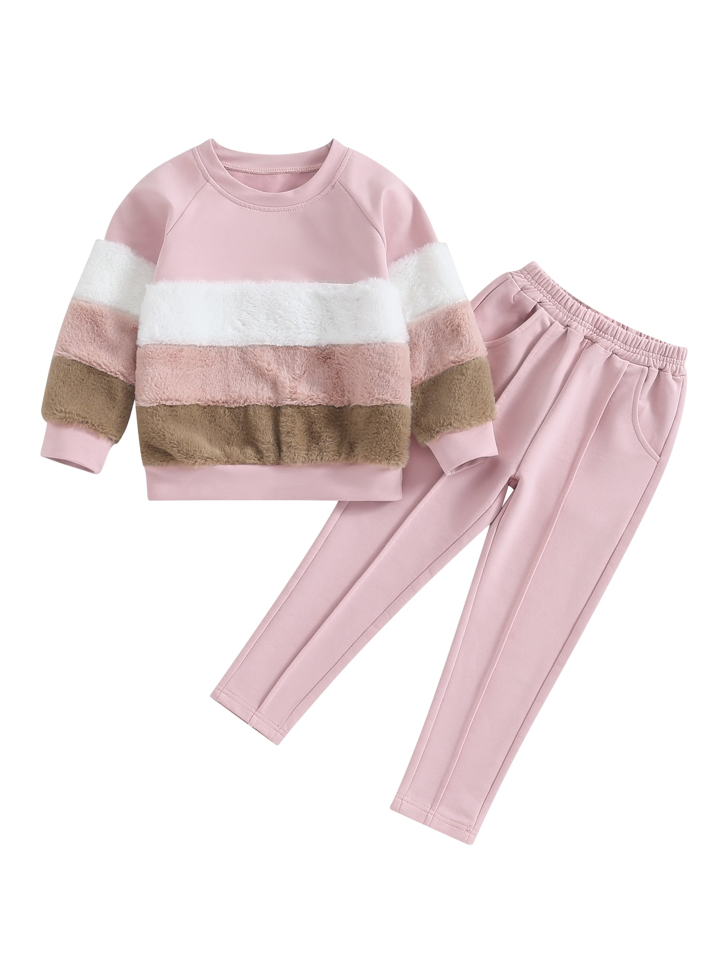 Bagilaanoe 2PCS Little Girl Fall Winter Clothes Set Fuzzy Plush