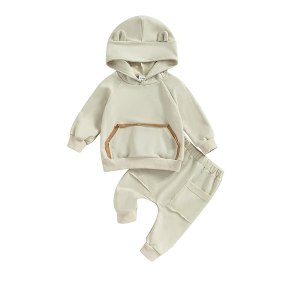 Bagilaanoe 2PCS Newborn Baby Girl Boy Long Pants Set Contrast Color Long Sleeve Hoodies Sweatshirt Tops + Sweatpants 3M 6M 9M 12M 18M 24M Infant Casual Sweatsuits