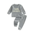 thumbnail image 1 of Bagilaanoe 2PCS Newborn Baby Girl Boy Long Pants Set Letter Embroidery Long Sleeve Sweatshirt Pullover Tops + Sweatpants 3M 6M 12M 18M 24M Infant Casual Sweatsuits, 1 of 8