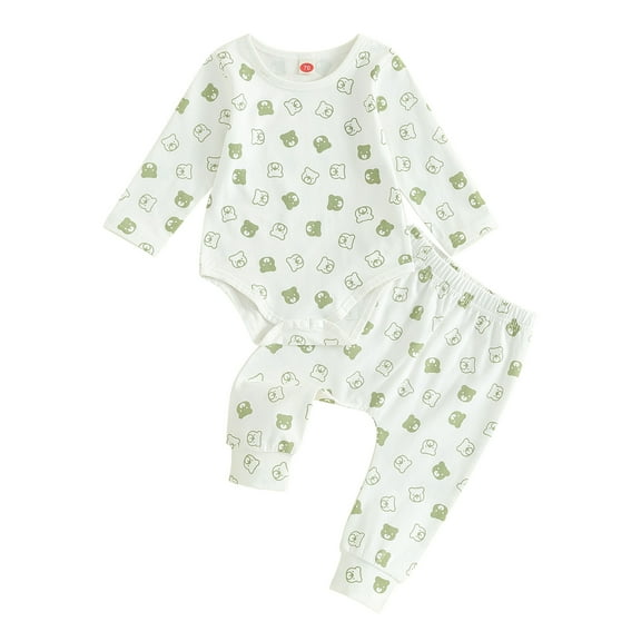 Bagilaanoe 2PCS Newborn Baby Girl Pants Set Print Long Sleeve Romper Tops   Leggings 6M 12M 18M 24M Infant Casual Clothes
