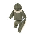 thumbnail image 1 of Bagilaanoe 2PCS Toddler Baby Boy Long Pants Set Contrast Color Long Sleeve Hoodie Sweatshirt Tops + Sweatpants 6M 12M 18M 24M 3T Kids Casual Sweatsuits, 1 of 8