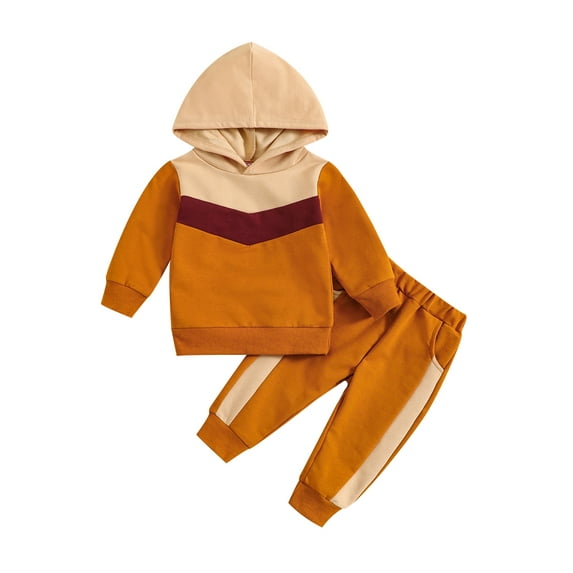 Bagilaanoe 2PCS Toddler Baby Boy Long Pants Set Contrast Color Long Sleeve Hoodie Sweatshirt Tops + Sweatpants 3M 6M 12M 18M 24M 3T Kids Casual Sweatsuits