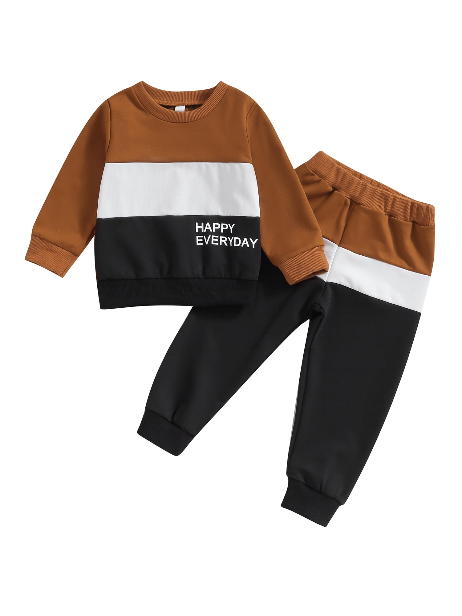 Bagilaanoe 2PCS Toddler Baby Boy Long Pants Set Contrast Color Long