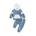 thumbnail image 1 of Bagilaanoe 2PCS Toddler Baby Boy Long Pants Set Contrast Colors Long Sleeve Hoodie Sweatshirt  Tops + Sweatpants 6M 12M 18M 24M 3T Kids Casual Sweatsuits, 1 of 9