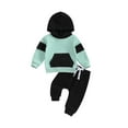 thumbnail image 1 of Bagilaanoe 2PCS Toddler Baby Boy Long Pants Set Contrast Colors Long Sleeve Hoodie Sweatshirt  Tops + Sweatpants 6M 12M 18M 24M 3T Kids Casual Sweatsuits, 1 of 9