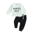 thumbnail image 1 of Bagilaanoe 2PCS Toddler Baby Boy Long Pants Set Letter Print Long Sleeve Sweatshirt Pullover Tops + Drawstring Sweatpants 6M 12M 18M 24M 3T Kids Casual Sweatsuits, 1 of 8