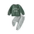thumbnail image 1 of Bagilaanoe 2PCS Toddler Baby Boy Long Pants Set Letter Print Long Sleeve Sweatshirt Pullover Tops + Drawstring Sweatpants 6M 12M 18M 24M 3T Kids Casual Sweatsuits, 1 of 8