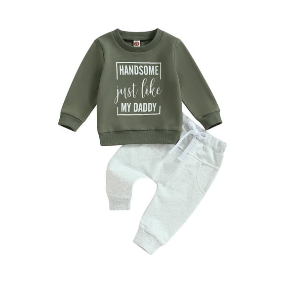 Bagilaanoe 2PCS Toddler Baby Boy Long Pants Set Letter Print Long Sleeve Sweatshirt Pullover Tops + Drawstring Sweatpants 6M 12M 18M 24M 3T Kids Casual Sweatsuits