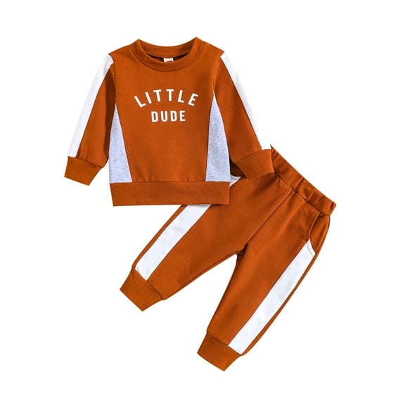 Bagilaanoe 2PCS Toddler Baby Boy Long Pants Set Letter Print Long Sleeve Sweatshirt Tops + Sweatpants 3M 6M 12M 18M 24M 3T Kids Casual Sweatsuits