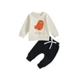 thumbnail image 1 of Bagilaanoe 2PCS Toddler Baby Boy Long Pants Set Letter Print Long Sleeve Sweatshirt Pullover Tops + Drawstring Sweatpants 6M 12M 18M 24M 3T Kids Casual Sweatsuits, 1 of 8