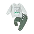 thumbnail image 1 of Bagilaanoe 2PCS Toddler Baby Boy Long Pants Set Letter Print Long Sleeve Sweatshirt Pullover Tops + Drawstring Sweatpants 6M 12M 18M 24M 3T Kids Casual Sweatsuits, 1 of 8