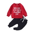 thumbnail image 1 of Bagilaanoe 2PCS Toddler Baby Boy Long Pants Set Letter Print Long Sleeve Sweatshirt Pullover Tops + Drawstring Sweatpants 6M 12M 18M 24M 3T Kids Casual Sweatsuits, 1 of 9