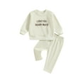 thumbnail image 1 of Bagilaanoe 2PCS Toddler Baby Boy Long Pants Set Letter Print Long Sleeve Sweatshirt Pullover Tops + Sweatpants 6M 12M 18M 24M 3T 4T Kids Casual Sweatsuits, 1 of 8