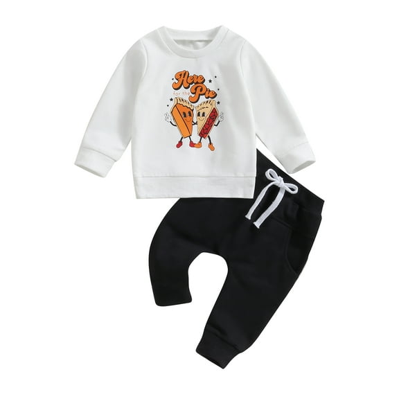Bagilaanoe 2PCS Toddler Baby Boy Long Pants Set Letter Print Long Sleeve Sweatshirt Pullover Tops + Sweatpants 6M 12M 18M 24M 3T Kids Casual Sweatsuits