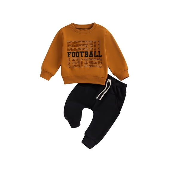 Bagilaanoe 2PCS Toddler Baby Boy Long Pants Set Letter Print Long Sleeve Sweatshirt Pullover Tops   Sweatpants 6M 12M 18M 24M 3T Kids Casual Sweatsuits