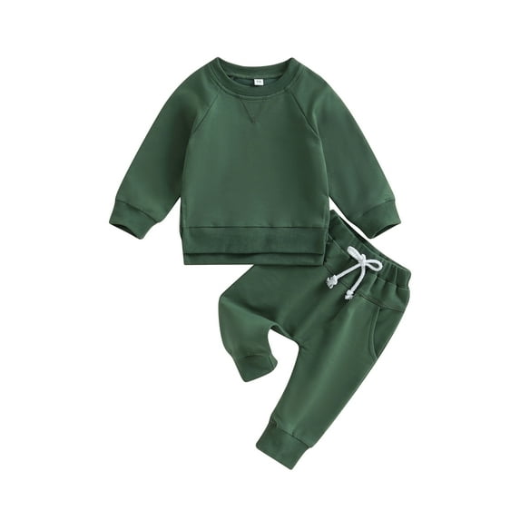 Bagilaanoe 2PCS Toddler Baby Boy Long Pants Set Long Sleeve Sweatshirt Pullover Tops + Drawstring Sweatpants 6M 12M 18M 24M 3T Kids Casual Sweatsuits