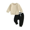 thumbnail image 1 of Bagilaanoe 2PCS Toddler Baby Boy Long Pants Set Long Sleeve Sweatshirt Pullover Tops + Drawstring Sweatpants 6M 12M 18M 24M 3T Kids Casual Sweatsuits, 1 of 1