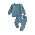 thumbnail image 1 of Bagilaanoe 2PCS Toddler Baby Boy Long Pants Set Long Sleeve Sweatshirt Pullover Tops + Drawstring Sweatpants 6M 12M 18M 24M 3T Kids Casual Sweatsuits, 1 of 8