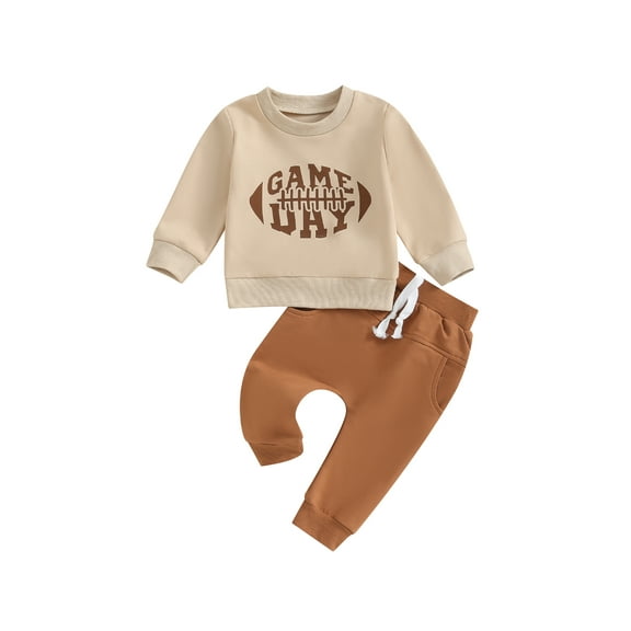 Bagilaanoe 2PCS Toddler Baby Boy Long Pants Set Print Long Sleeve Sweatshirt Pullover Tops + Sweatpants 6M 12M 18M 24M 3T Kids Casual Sweatsuits