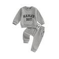 thumbnail image 1 of Bagilaanoe 2PCS Toddler Baby Boy Pants Set Letter Embroidery Long Sleeve Sweatshirt Tops + Sweatpants 6M 12M 18M 24M 3T Kids Casual Sweatsuits, 1 of 8