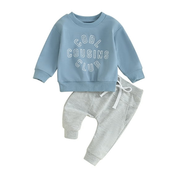 Bagilaanoe 2PCS Toddler Baby Boy Pants Set Letter Print Long Sleeve Sweatshirt Pullover Tops   Drawstring Sweatpants 6M 12M 18M 24M 3T Kids Casual Sweatsuits