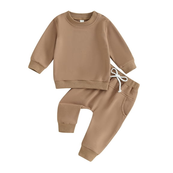 Bagilaanoe 2PCS Toddler Baby Boy Pants Set Long Sleeve Sweatshirt Pullover Tops + Drawstring Sweatpants 6M 12M 18M 24M 3T 4T Kids Casual Sweatsuits