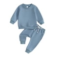thumbnail image 1 of Bagilaanoe 2PCS Toddler Baby Boy Pants Set Long Sleeve Sweatshirt Pullover Tops + Drawstring Sweatpants 6M 12M 18M 24M 3T 4T Kids Casual Sweatsuits, 1 of 6