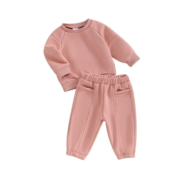 Bagilaanoe 2PCS Toddler Baby Boy Pants Set Long Sleeve Sweatshirt Pullover Tops + Sweatpants 6M 12M 18M 24M 3T Kids Casual Sweatsuits