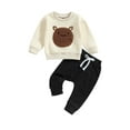 thumbnail image 1 of Bagilaanoe 2PCS Toddler Baby Girl Boy Long Pants Set Embroidery Long Sleeve Sweatshirt Pullover Tops + Sweatpants 6M 12M 18M 24M 3T Kids Casual Sweatsuits, 1 of 8