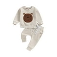thumbnail image 1 of Bagilaanoe 2PCS Toddler Baby Girl Boy Long Pants Set Embroidery Long Sleeve Sweatshirt Pullover Tops + Sweatpants 6M 12M 18M 24M 3T Kids Casual Sweatsuits, 1 of 8