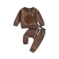 thumbnail image 1 of Bagilaanoe 2PCS Toddler Baby Girl Boy Long Pants Set Embroidery Long Sleeve Sweatshirt Pullover Tops + Sweatpants 6M 12M 18M 24M 3T Kids Casual Sweatsuits, 1 of 8