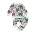 thumbnail image 1 of Bagilaanoe 2PCS Toddler Baby Girl Boy Long Pants Set Long Sleeve Sweatshirt Pullover Tops + Drawstring Sweatpants 3M 6M 12M 18M 24M 3T Kids Casual Sweatsuits, 1 of 8