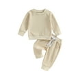 thumbnail image 1 of Bagilaanoe 2PCS Toddler Baby Girl Boy Long Pants Set Long Sleeve Sweatshirt Pullover Tops + Drawstring Sweatpants 6M 12M 18M 24M 3T Kids Casual Sweatsuits, 1 of 8