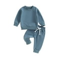 thumbnail image 1 of Bagilaanoe 2PCS Toddler Baby Girl Boy Long Pants Set Long Sleeve Sweatshirt Pullover Tops + Drawstring Sweatpants 6M 12M 18M 24M 3T Kids Casual Sweatsuits, 1 of 8