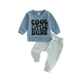 thumbnail image 1 of Bagilaanoe 2PCS Toddler Baby Girl Boy Pants Set Letter Print Long Sleeve Sweatshirt Pullover Tops + Sweatpants 3M 6M 12M 18M 24M 3T Kids Casual Sweatsuits, 1 of 8