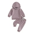 thumbnail image 1 of Bagilaanoe 2PCS Toddler Baby Girl Boy Pants Set Long Sleeve Hooded Sweatshirt Tops + Drawstring Sweatpants 6M 12M 18M 24M 3T Kids Casual Sweatsuits, 1 of 8